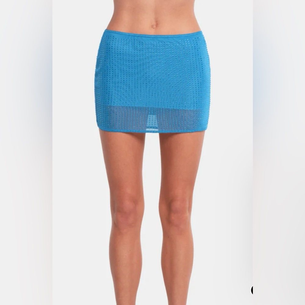OW Collection Blue Rhinestone Mini Skirt - Picture 3 of 7